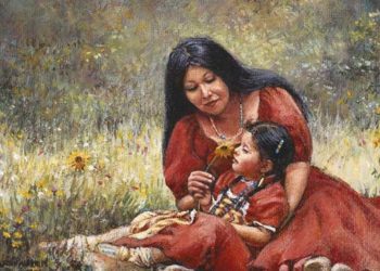 छोरीलाई मानचित्र पढाउँदा